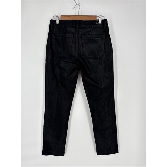 PAIGE Mayslie Straight Ankle Pants Jeans Womens Size 27 Black Fog Luxe Coated - Picture 4 of 10
